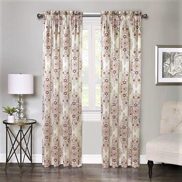 JCPenney Rod Pocket Curtain Panels Floral Medallion 2 NEW - Picture 1 of 10